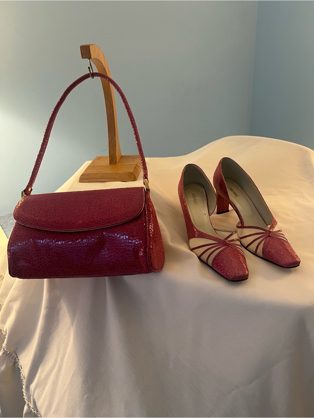 J.Renee Magenta Patent Leather Heels with Matching Handbag